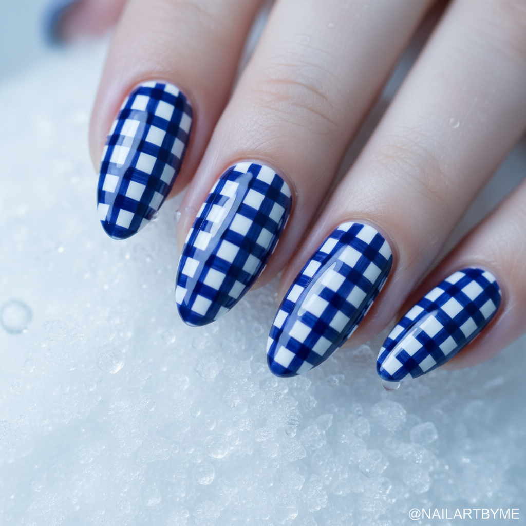 3. Navy and White Gingham Charm