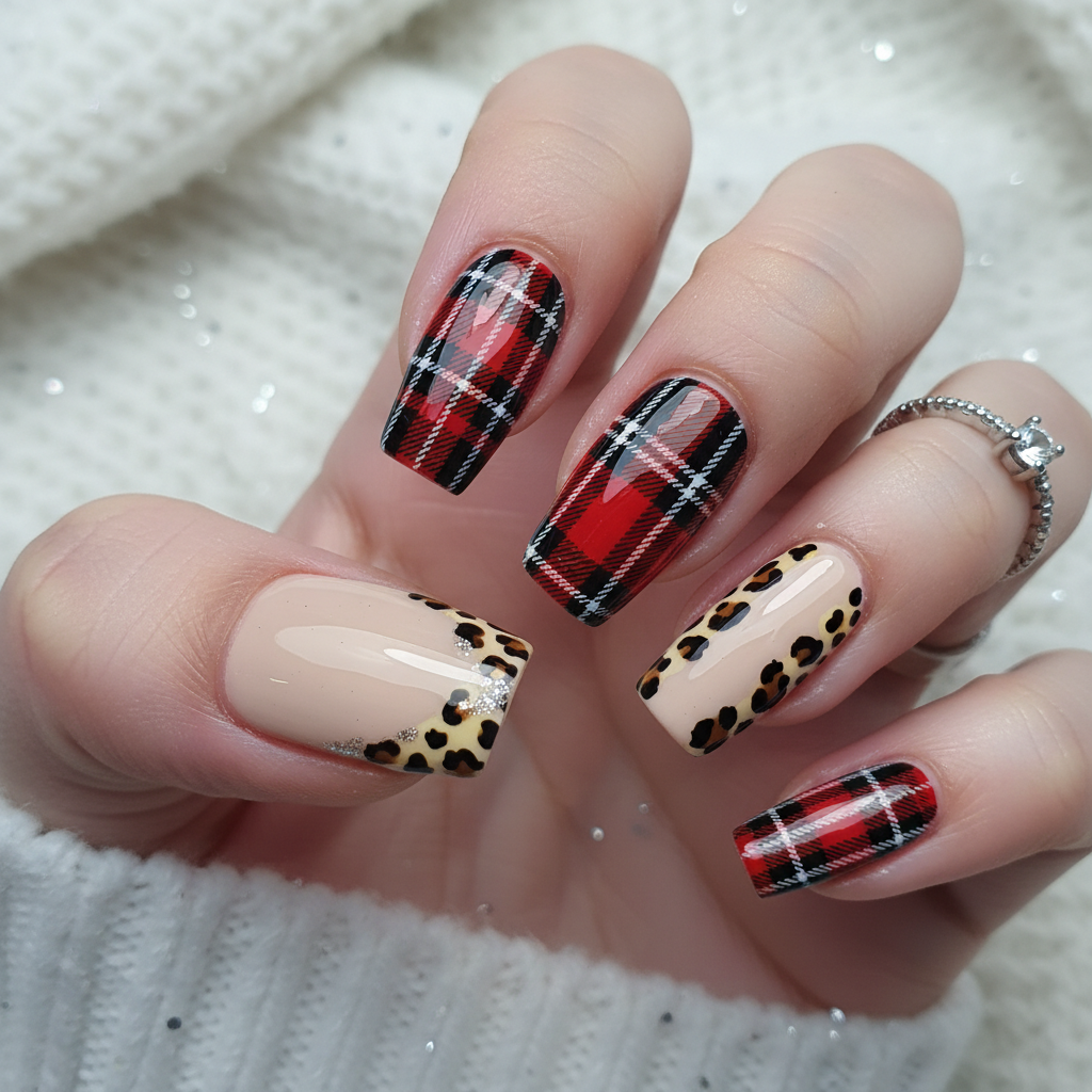 34. Plaid with Subtle Animal Print Accents