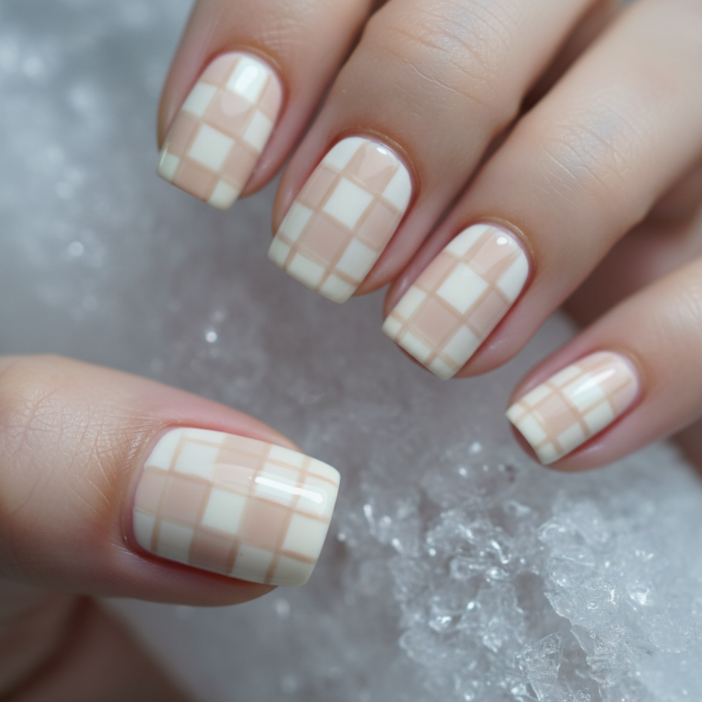 9. Cream and Beige Neutral Plaid