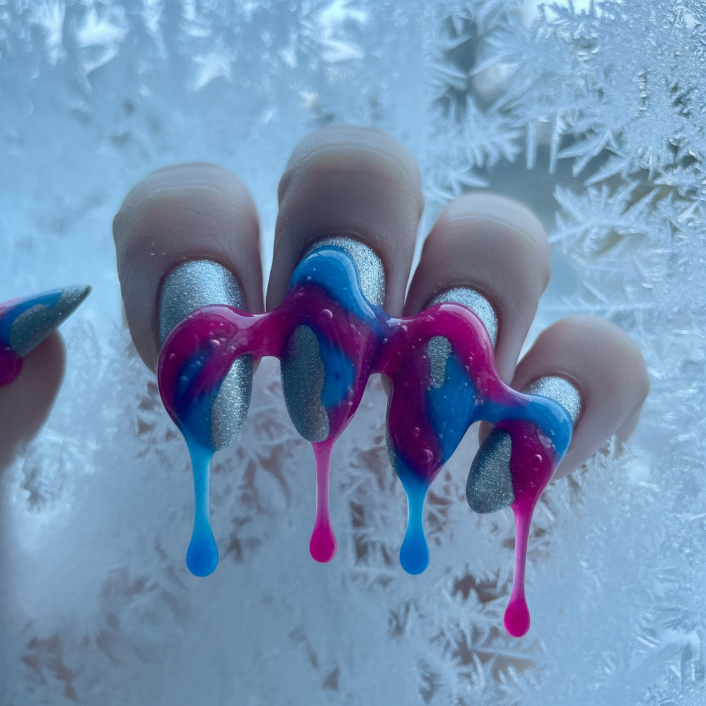 Fuchsia & Blue Gummy Drip Art
