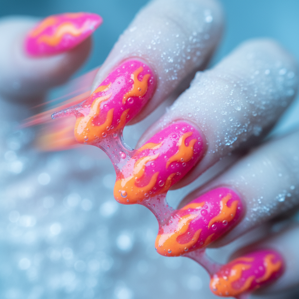 Hot Pink & Orange Gummy Flame Art