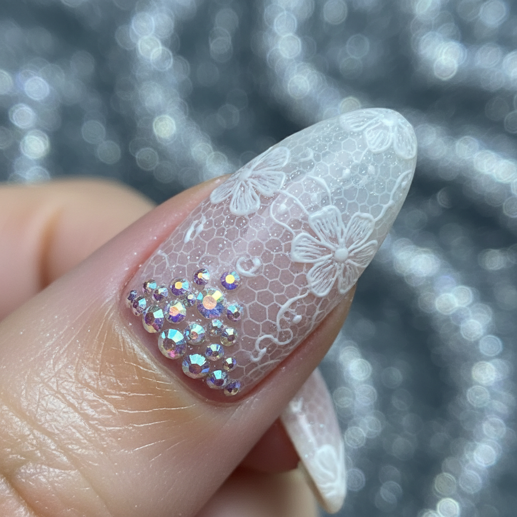 Lace with Rhinestone Cluster