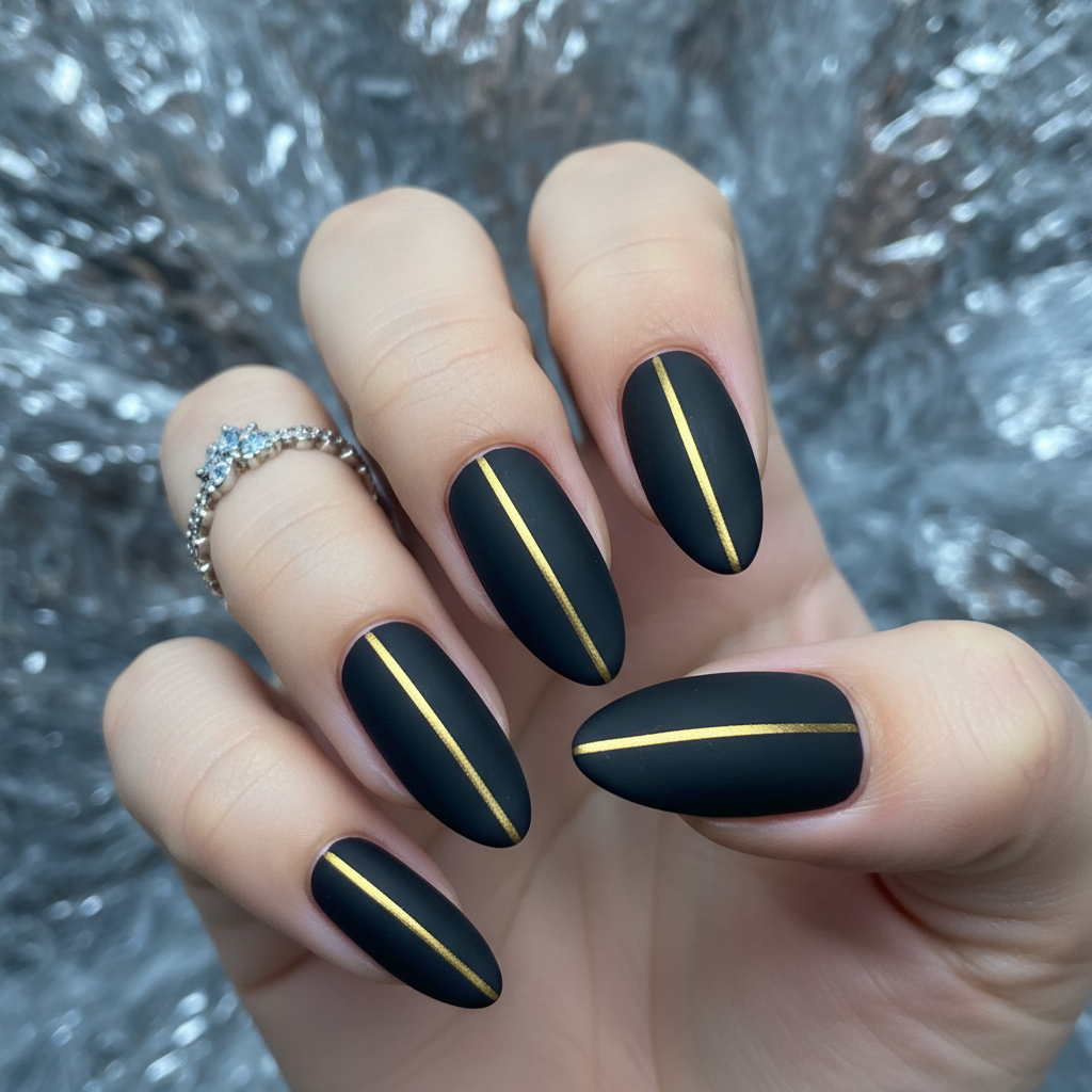 Matte Black with Gold Cat-Eye Stripe