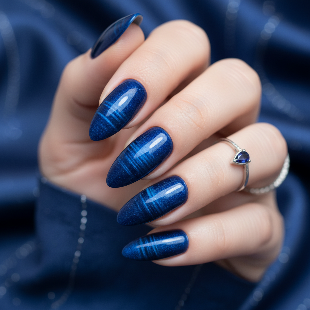Royal Blue Velvet Cat-Eye